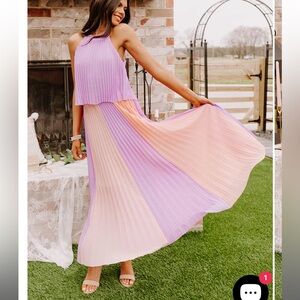 Impressions Lavender Pleated Dress